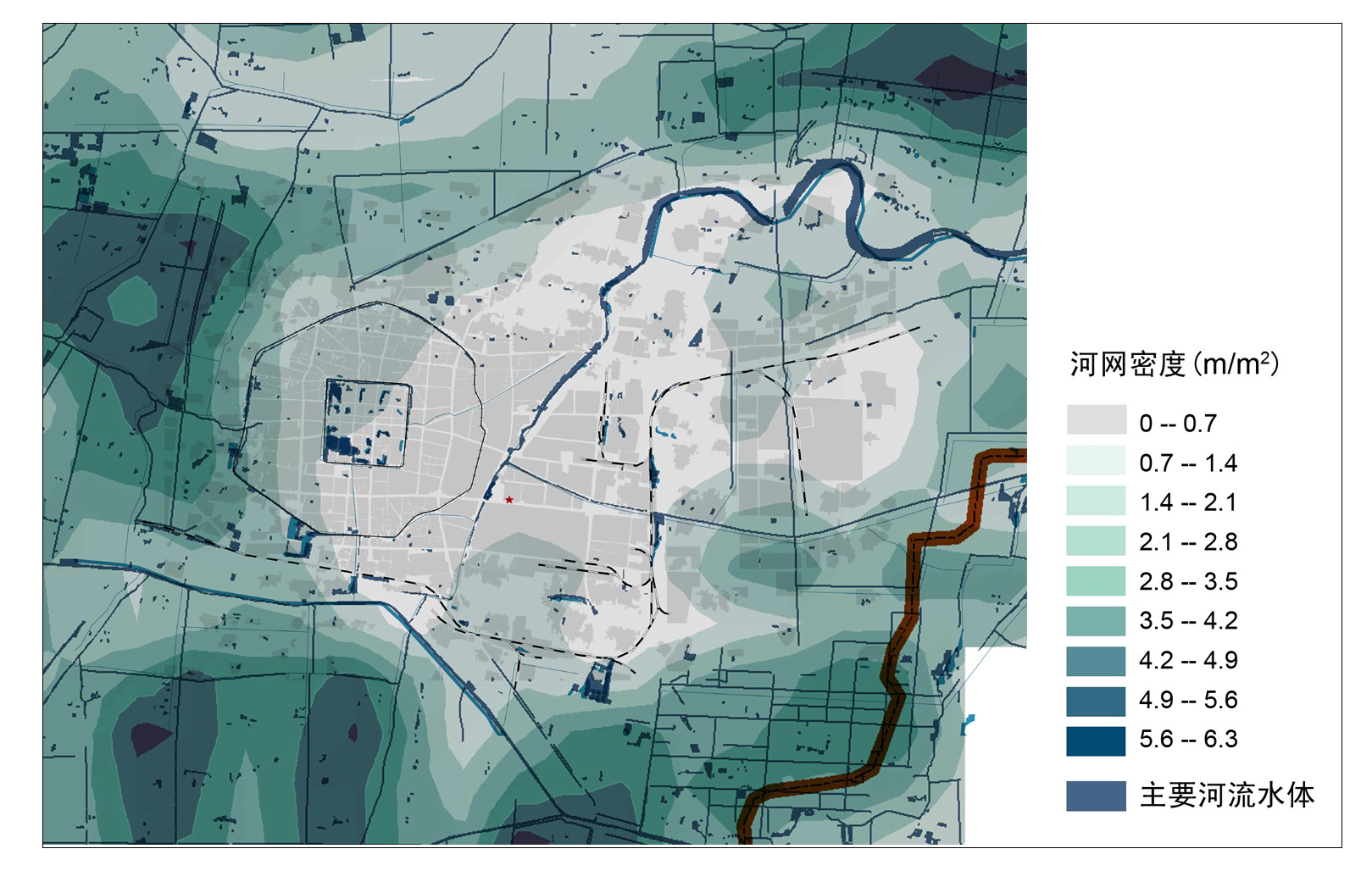 图7 菏泽城区河网密度分布图——城区河道减少，河网密度急剧降低(1).jpg