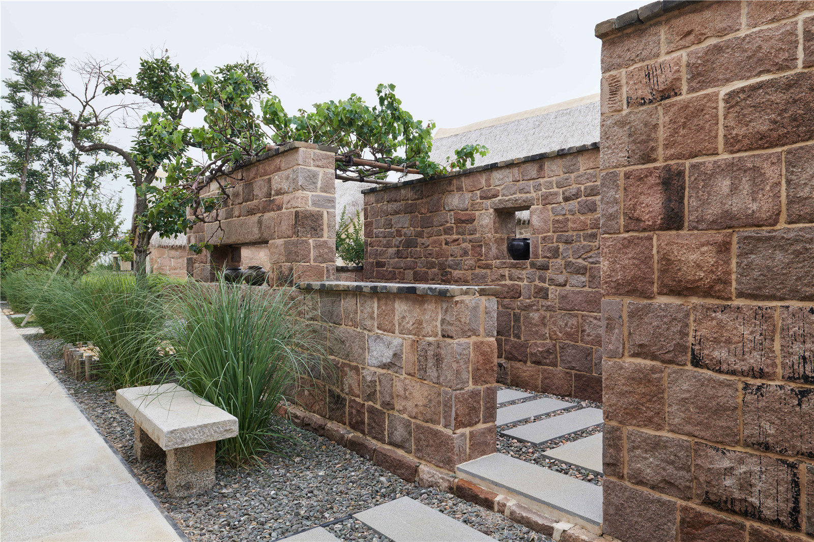 Landscape stone wall and slate path.jpg